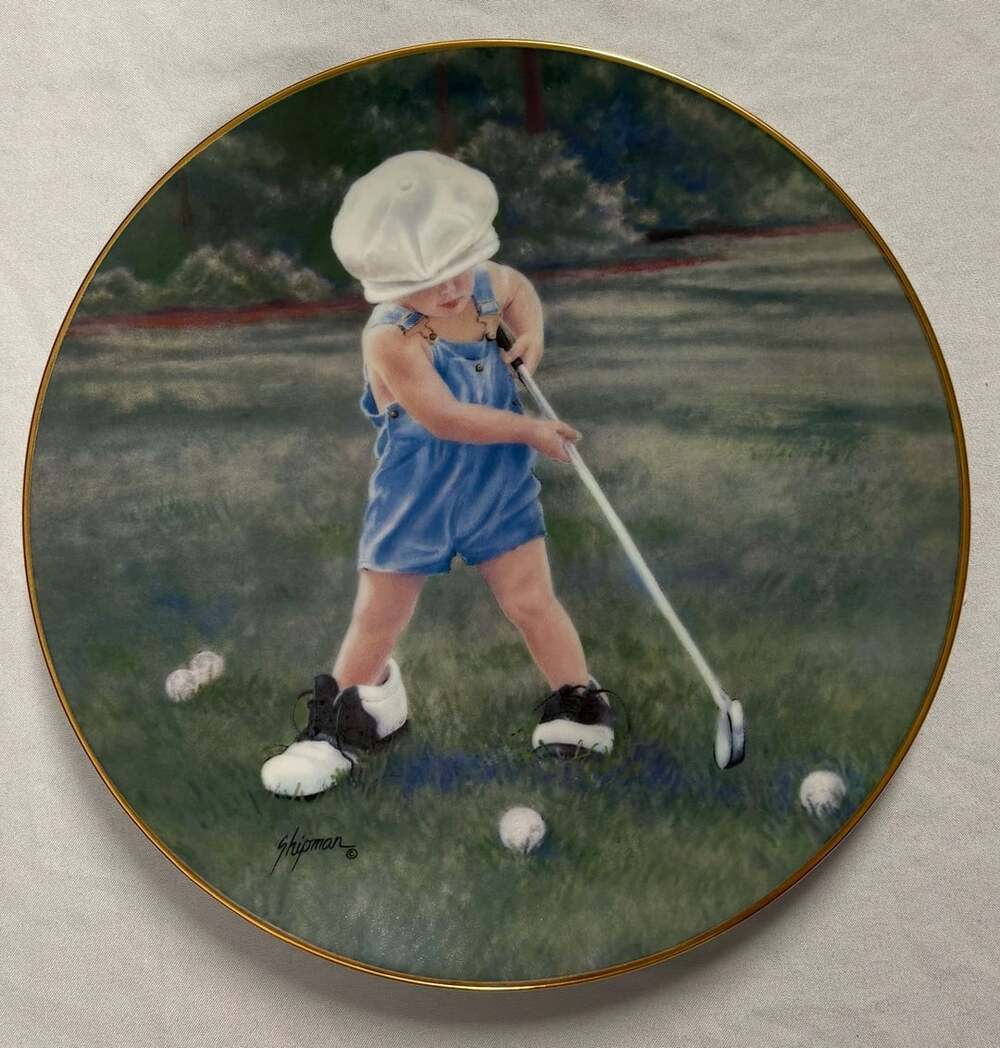 Princeton Gallery Daddy's Caddie Collector Plate by Barbara Shipman Little Grown